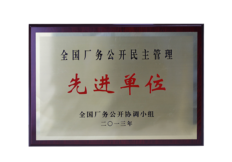全国厂务公开民主管理先进单位